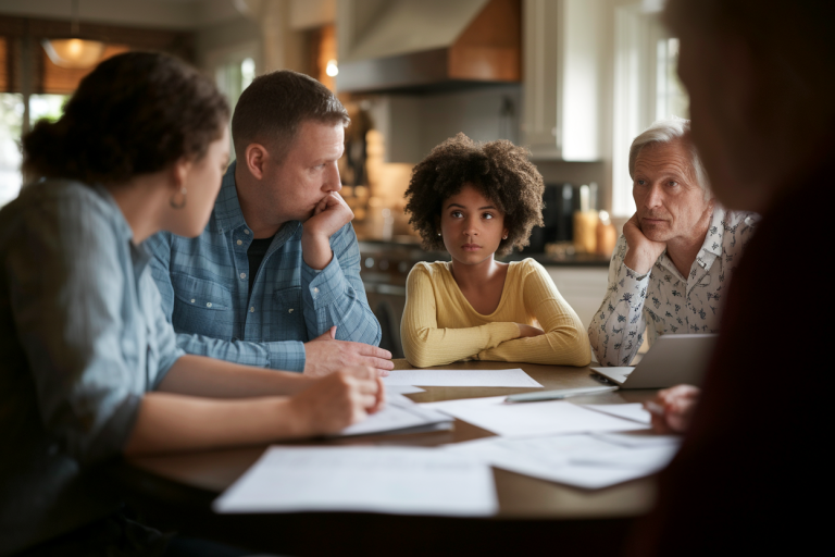 famille-table-cuisine-papiers-ordinateur