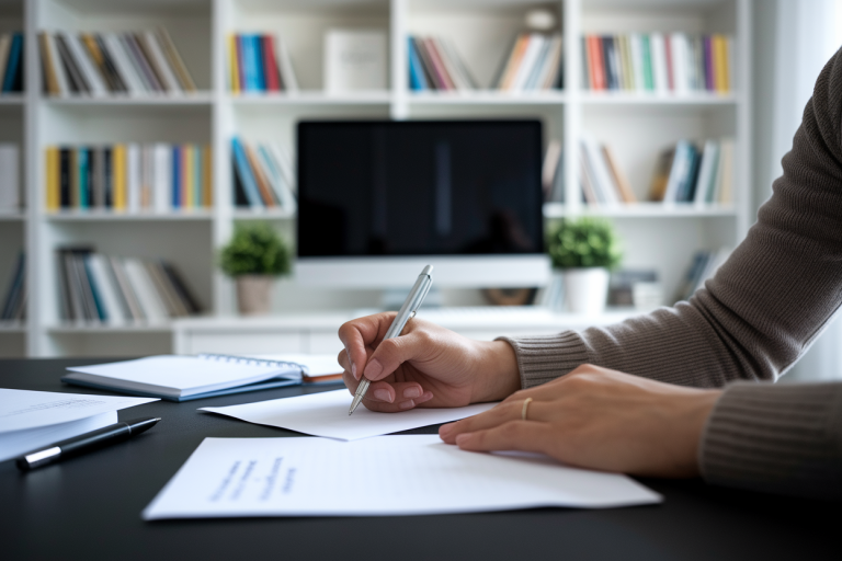 personne-ecriture-papier-stylo-bureau