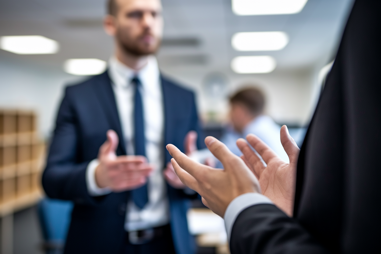 bureau-personnes-floues-discussion-costume